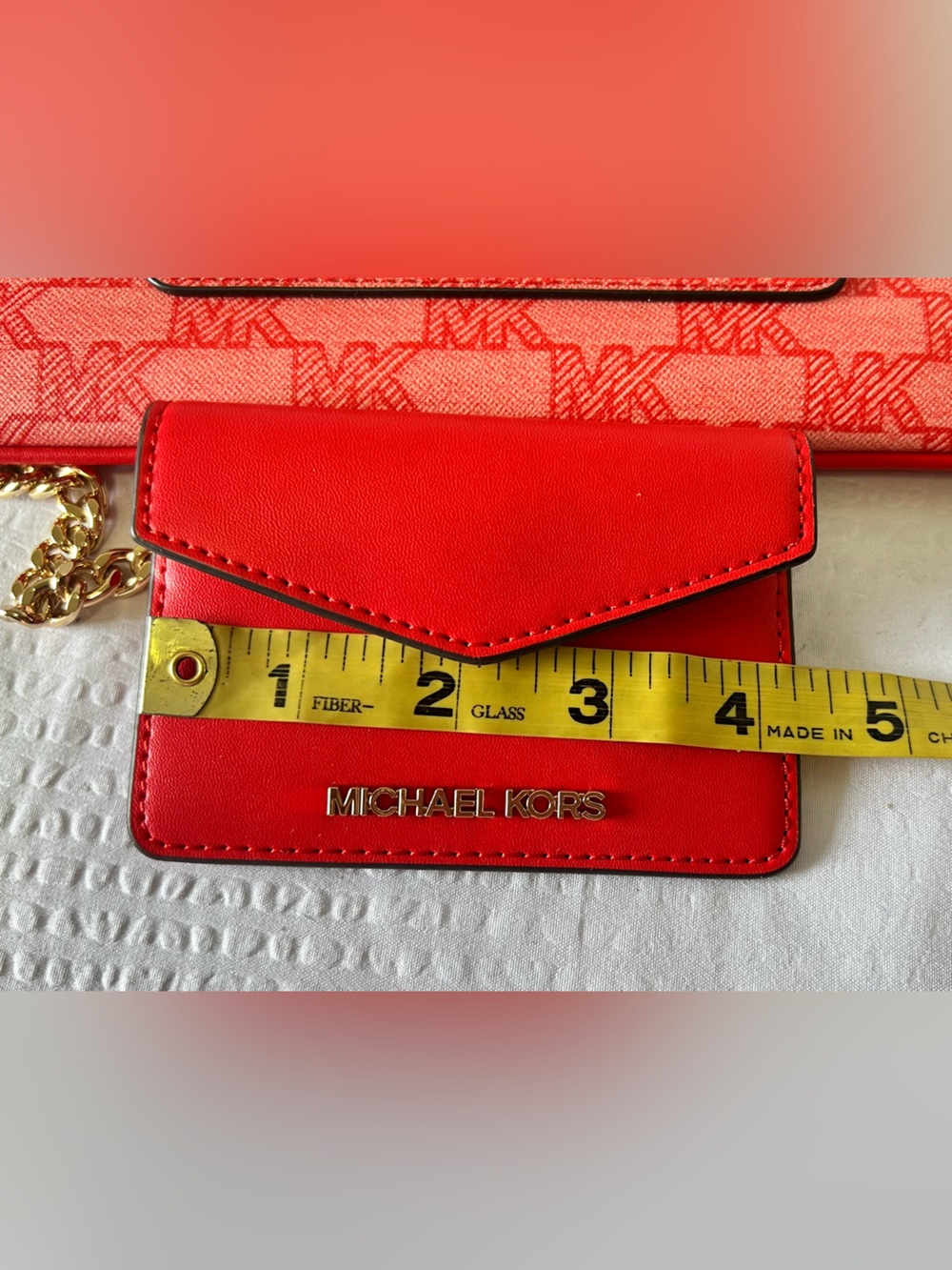Michael Kors Red Logo Card Pouch Wristlet - Picture 6 of 8